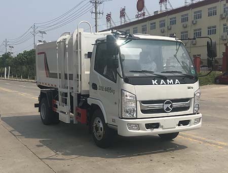 國(guó)六藍(lán)牌凱馬側(cè)掛桶式垃圾車